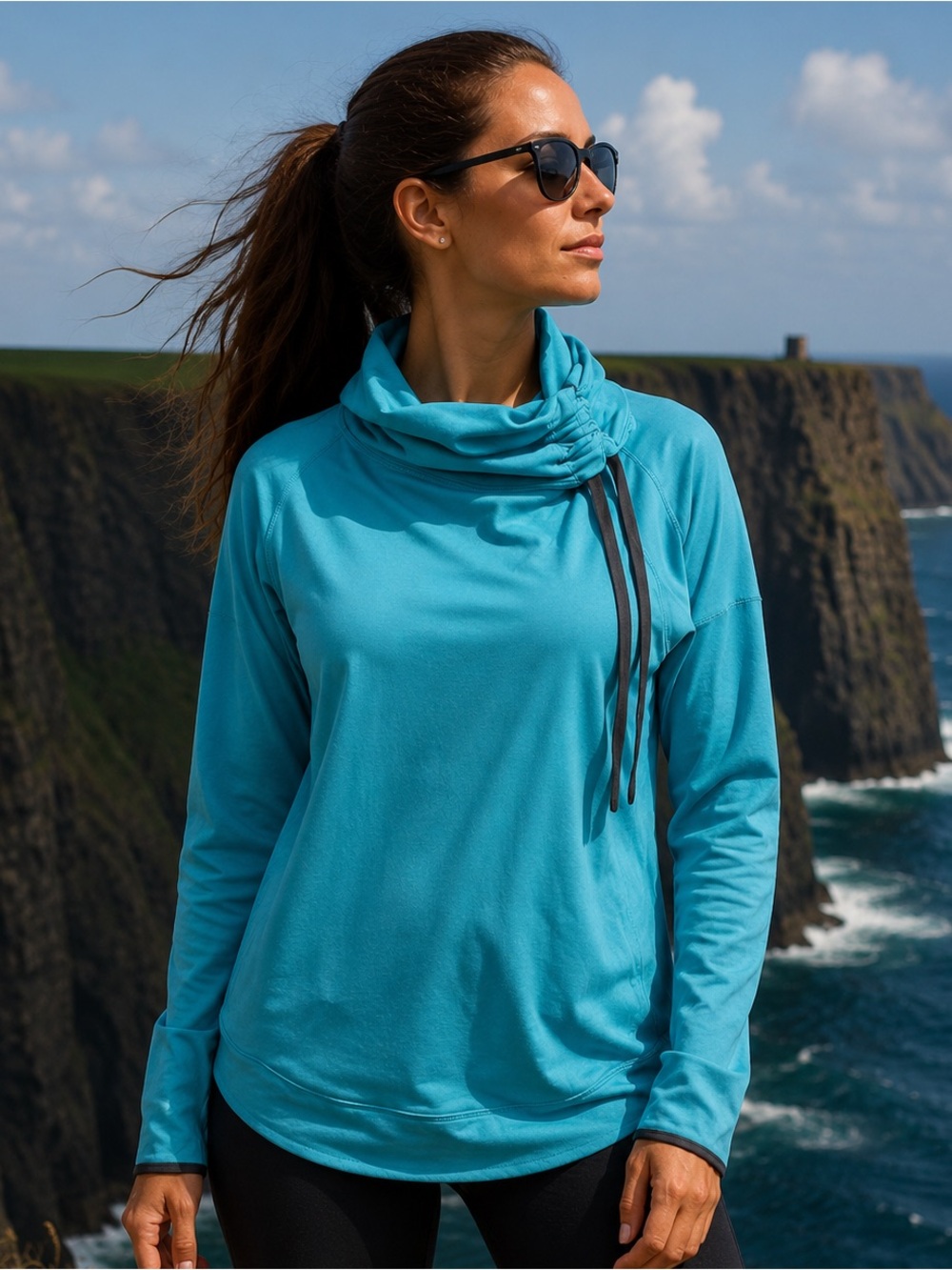 Nike Blue Off-the-Shoulder Sweater